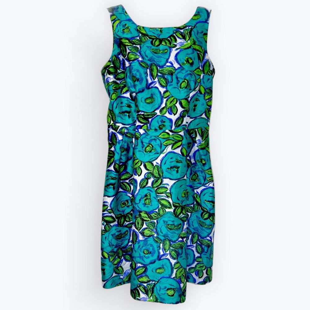 Liz Claiborne Fit and Flare Midi Abstract Floral Dress Size 6